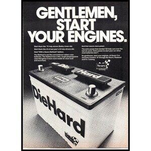 1976 Sears DieHard Car Battery Vintage Print Ad Bobby Unser Indy Car Wall Art